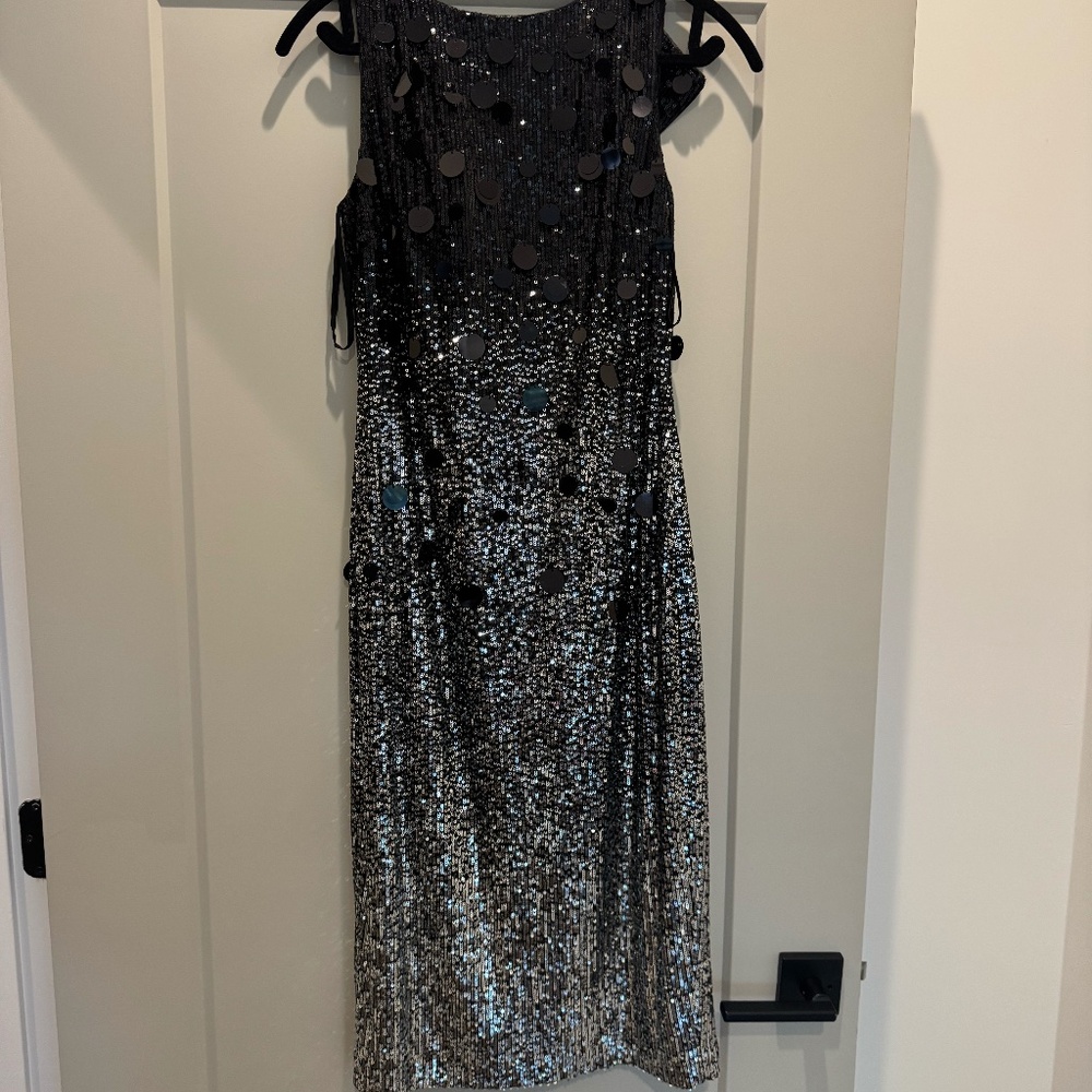 Black/Silver Sparkly Badgley Mischka Cocktail Dress